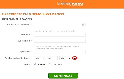 Registrarte en esta plataforma Botemania